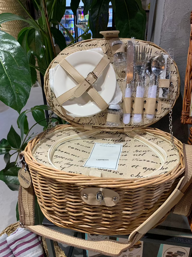 CESTA PICNIC NATURAL PALABRAS 2 SERVICIOS CON ASA LAMONYOS