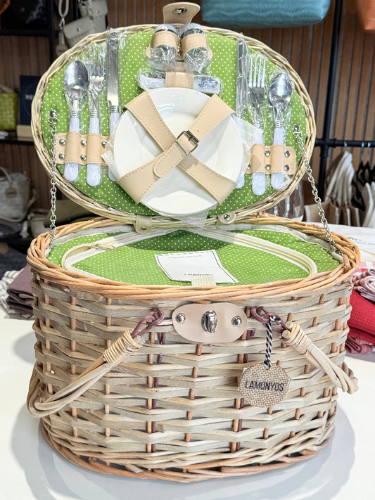 CESTA PICNIC NATURAL TOPOS VERDE 2 SERVICIOS ASAS RIGIDAS LAMONYOS
