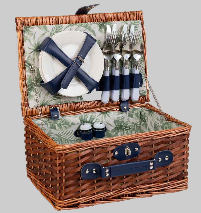 CESTA PICNIC PALMERAS VERDE 4 SERVICIOS