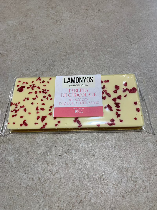 CHOCOLATE BLANCO CON FRAMBUESA ARTESANAL LAMONYOS