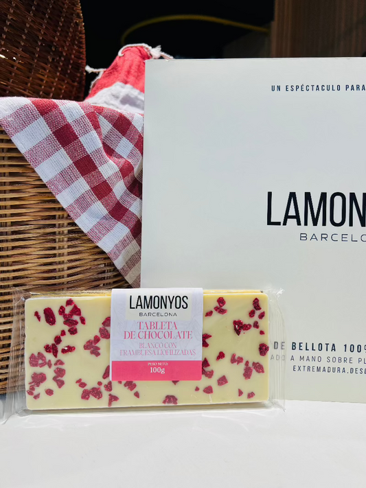 CHOCOLATE BLANCO CON FRAMBUESA ARTESANAL LAMONYOS