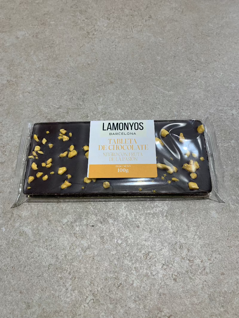 CHOCOLATE NEGRO CON FRUTA DE LA PASION ARTESANAL LAMONYOS