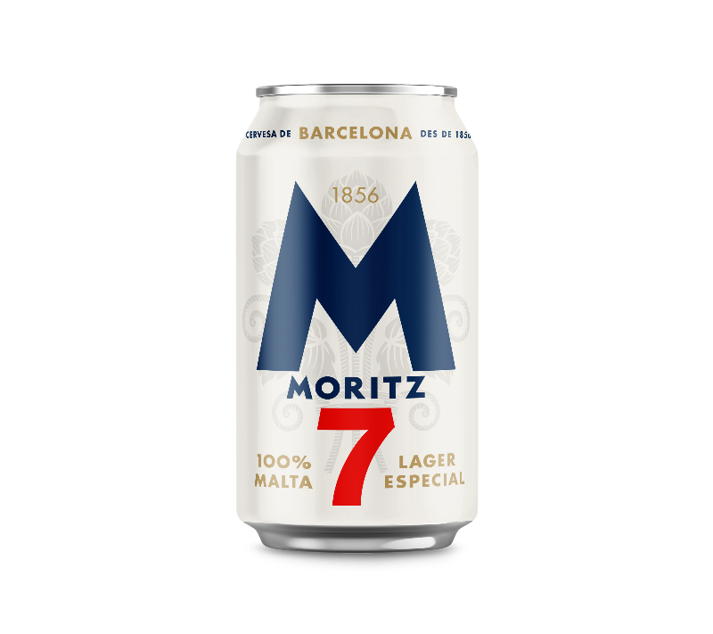MORITZ 7 CERVEZA RUBIA 100% MALTA LATA 33 CL.