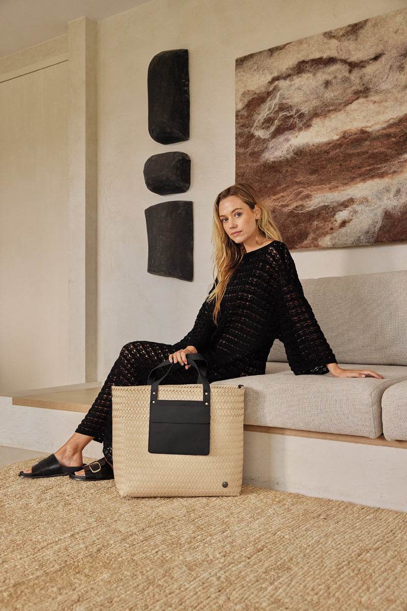 PERCEY  SHOPPER HANDBAG PICNIC BLACK HANDED BY_2