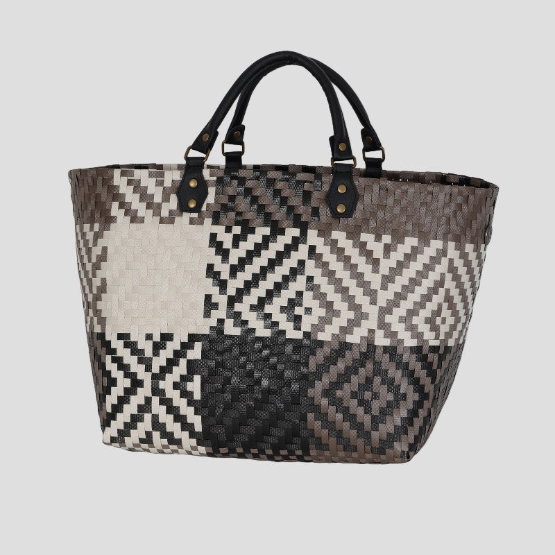 QUINN PICNIC SHOPPER L BLACK TAUPE CHAMPAGNE HANDED BY_LAMONYOS