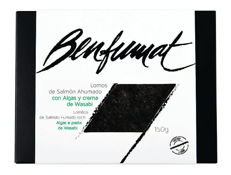 SALMON AHUMADO LINGOTE CON ALGAS Y WASABI 