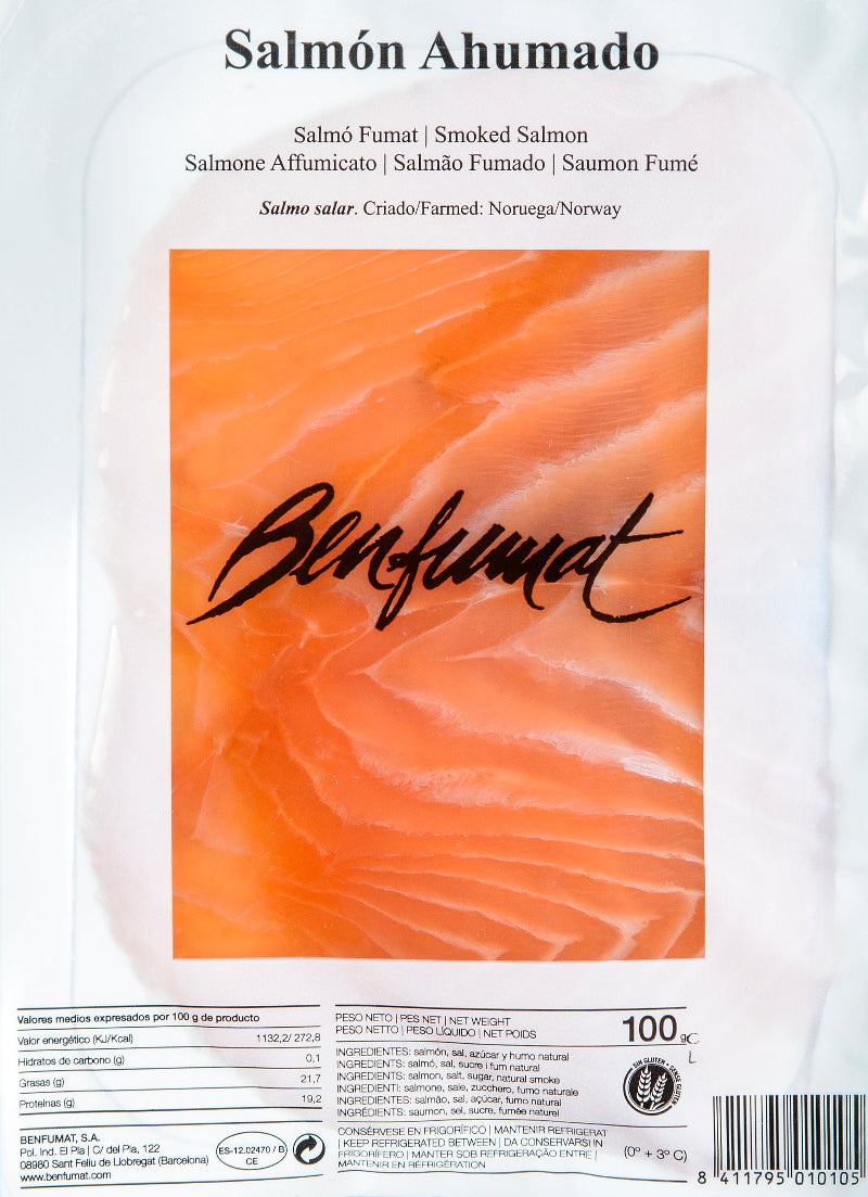 SALMON AHUMADO SOBRE 100GR.
